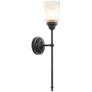 Vintage Style Antique Black Wall Sconce Light Fixture w/ Glass Shade, E26